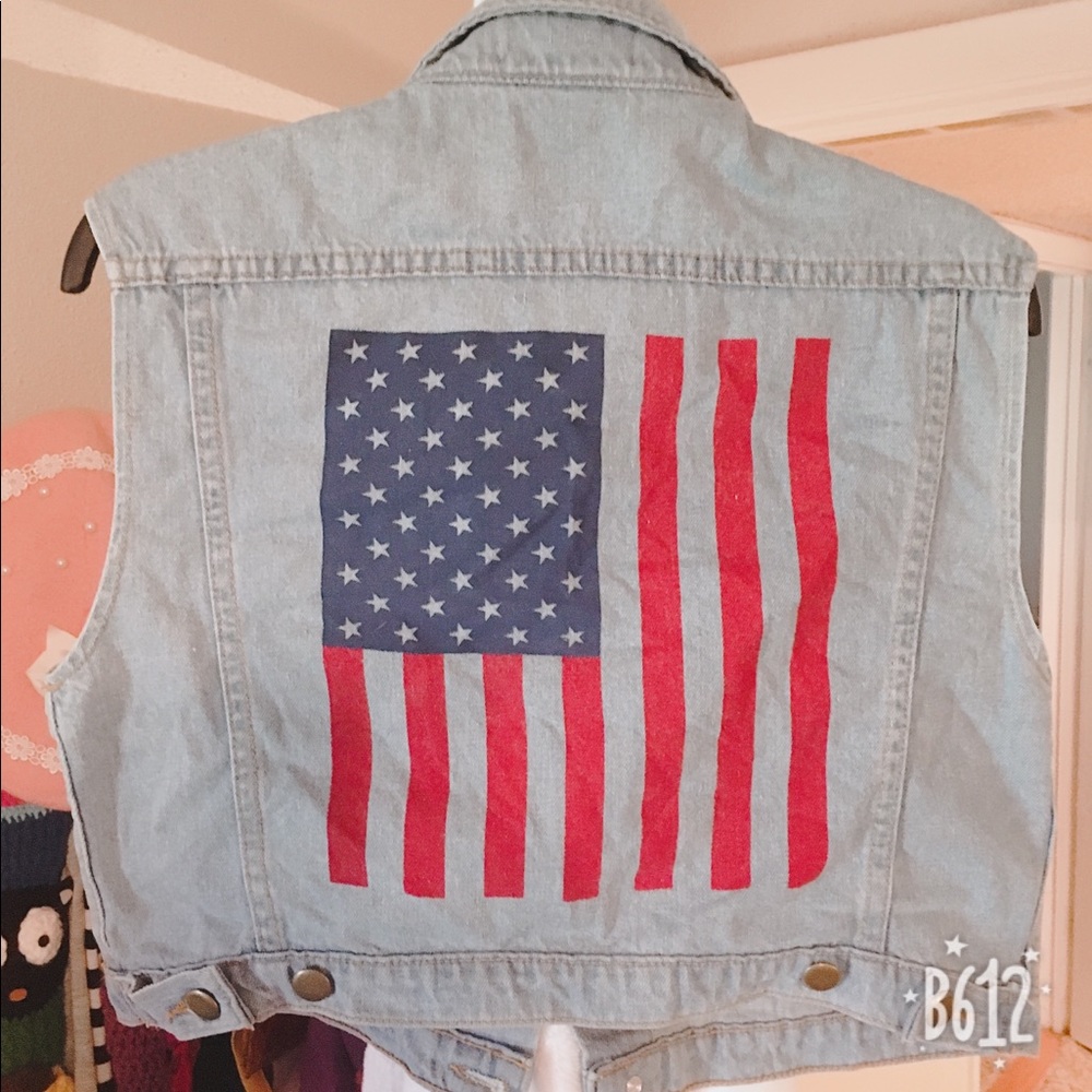American Apparel Cropped USA Denim Vest Size S